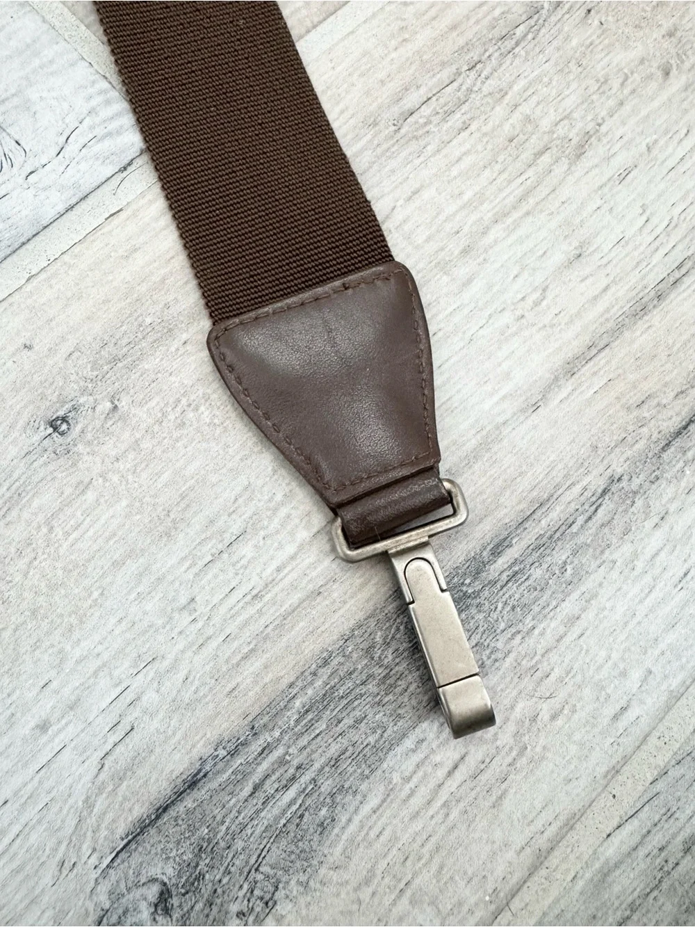 Chanel Brown Nylon Leather Adjustable Shoulder Strap